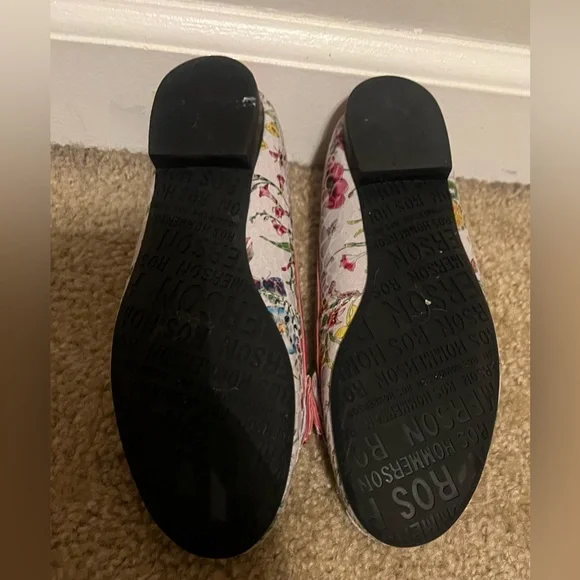 Ros Hommerson Womens Floral Loafers Regina Pink Leather Slip on Size 5M - Picture 4 of 6